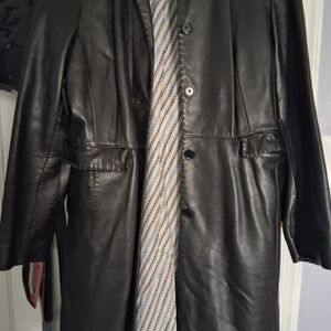 Kenneth Cole Black Leather Trench Coat